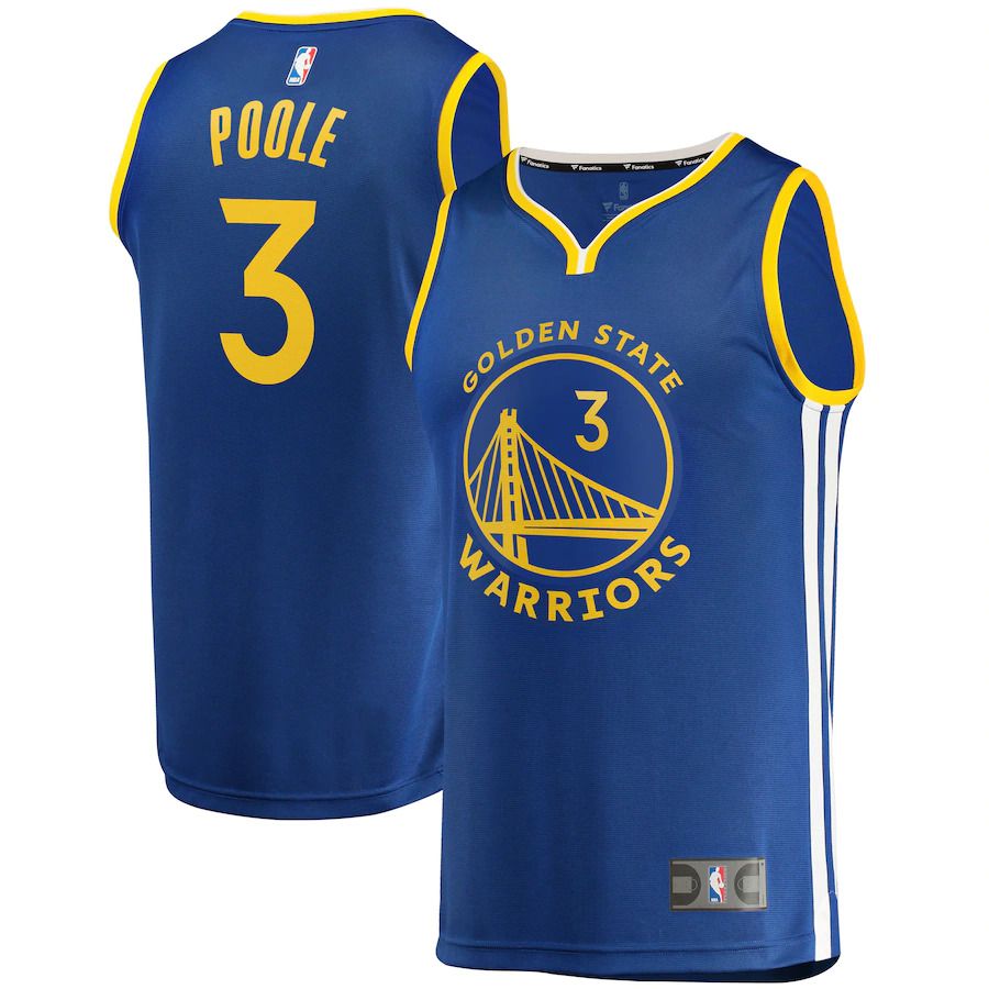 Men Golden State Warriors 3 Jordan Poole Fanatics Branded Royal 2022-23 Fast Break Replica Player NBA Jersey